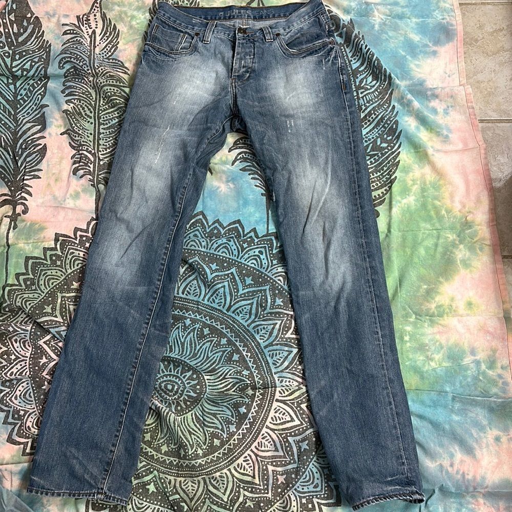 Jules Jeans button fly lightly distressed low rise straight